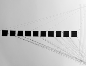 Triptyque #3, 2015 © Haythem Zakaria - pointe tubulaire sur papier, 65 x 300 cm